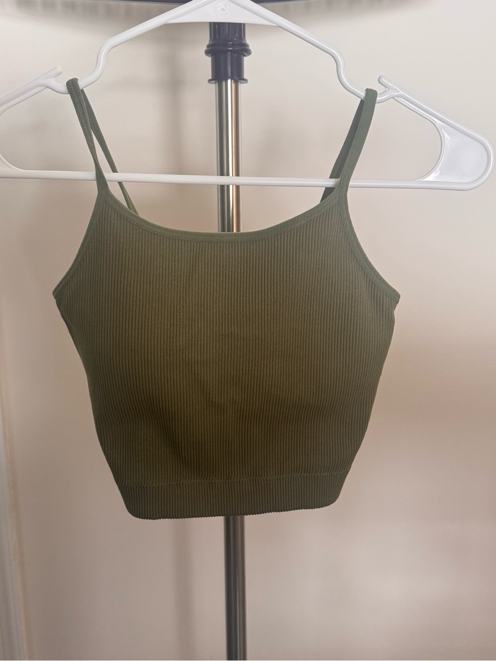 Zenana Outfitters Olive Ribbed Cropped Camisole Tank